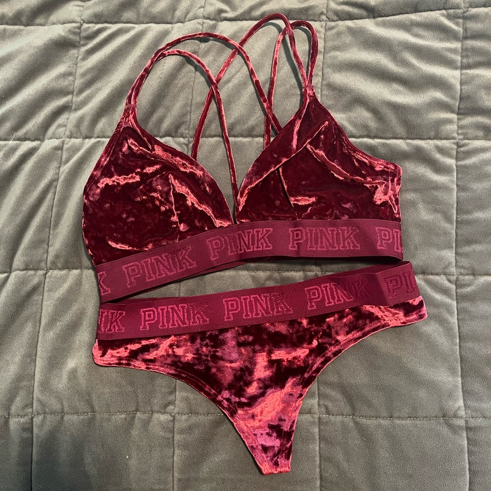 NWOT VS Pink Velvet Set